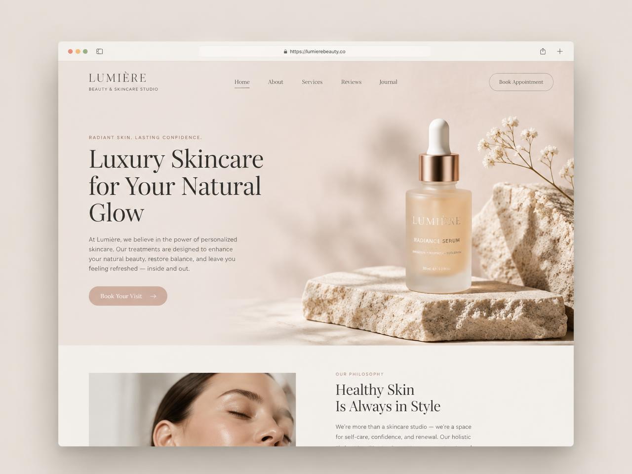Lumière Beauty Studio — Landing Page design preview