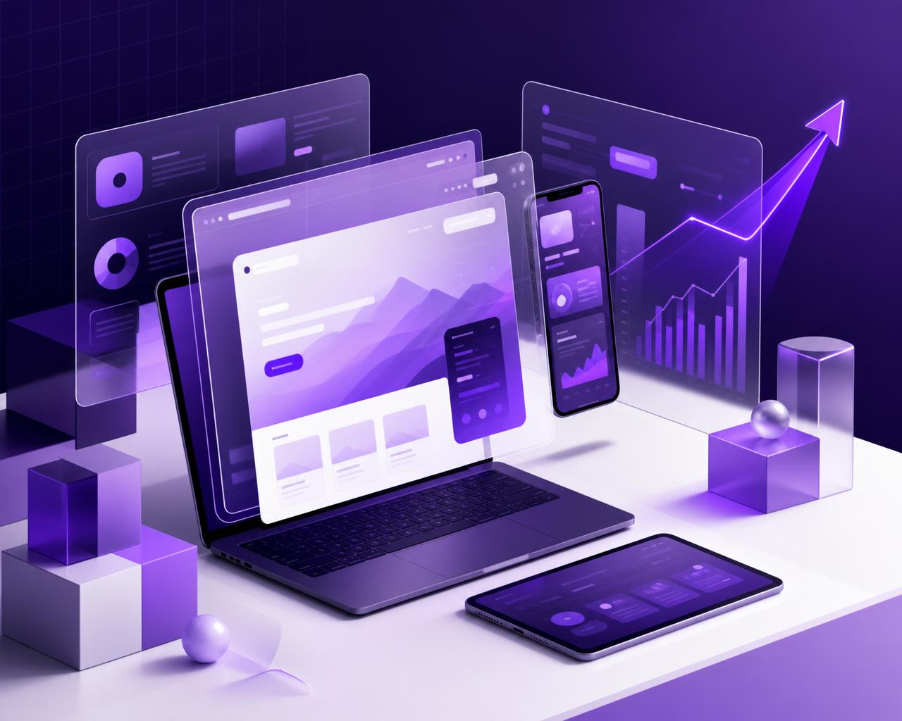 Design, build and growth work by DJGraphix shown across laptop and mobile screens
