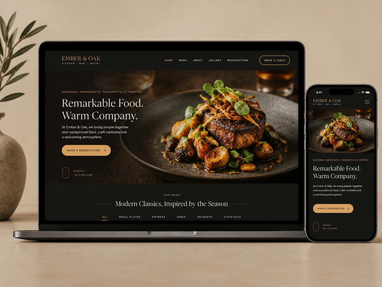 Ember & Oak — Website design preview