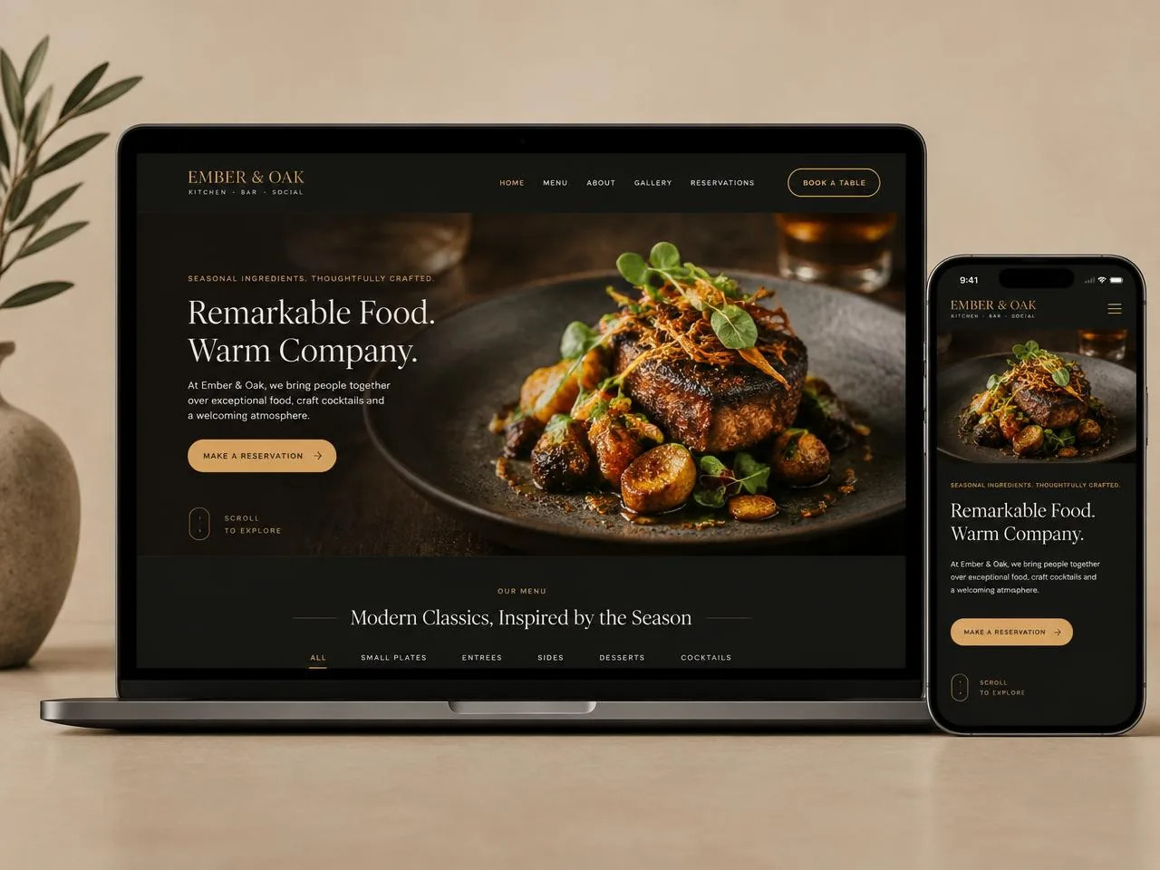 Ember & Oak — Website design preview